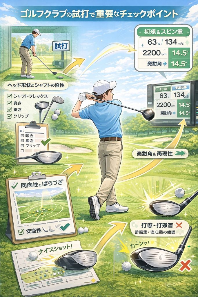 ゴルフクラブの選定で最も重要なのは実際に試打することです